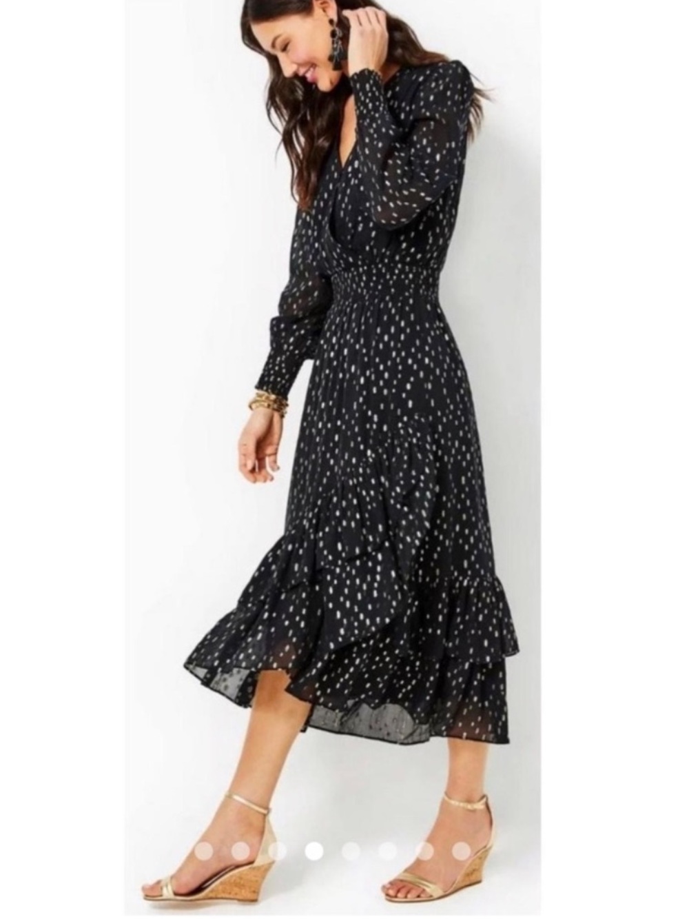 Lilly Pulitzer Onyx Gold Cristiana Midi Dress